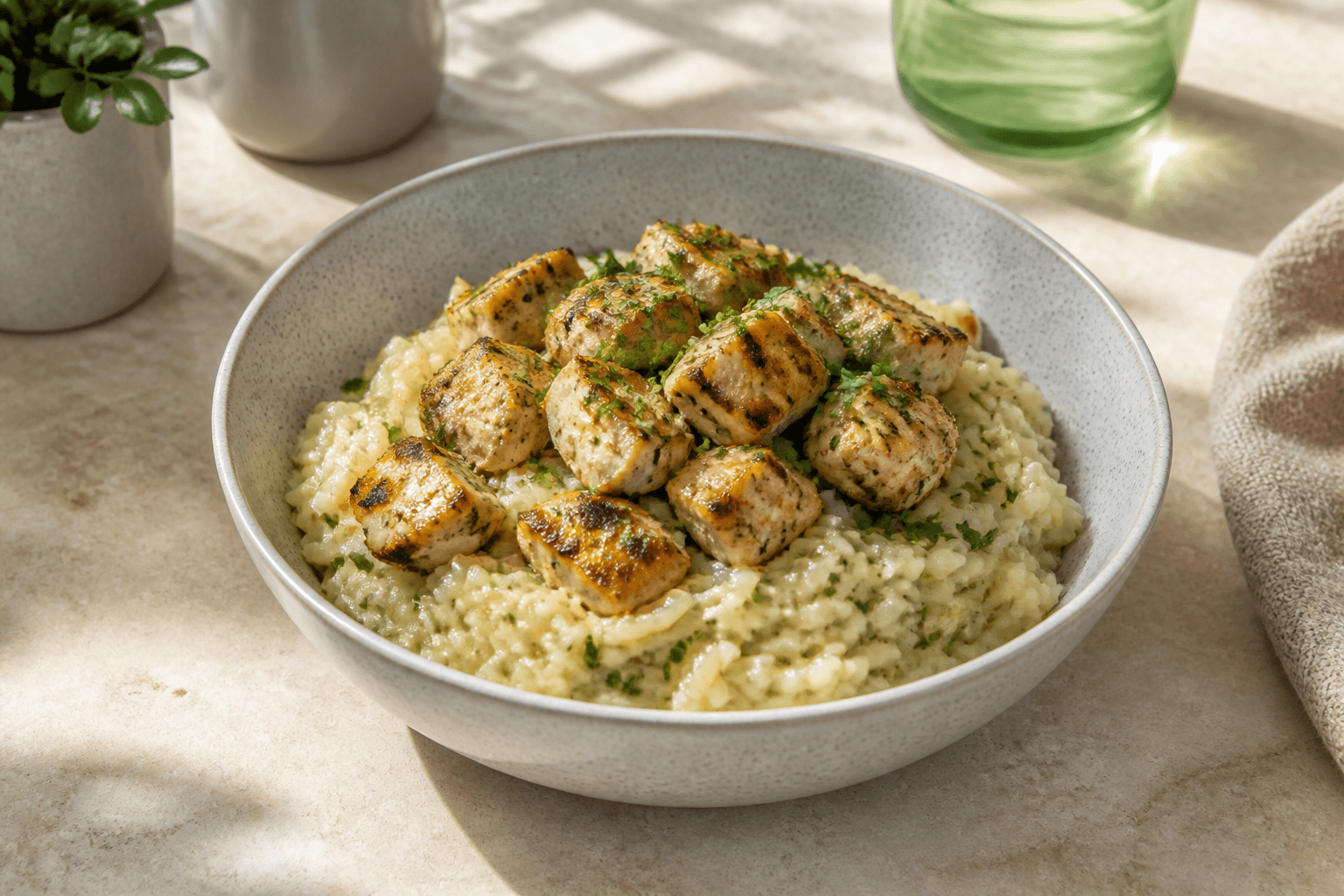 Creamy Grilled Chicken Rice Bowl